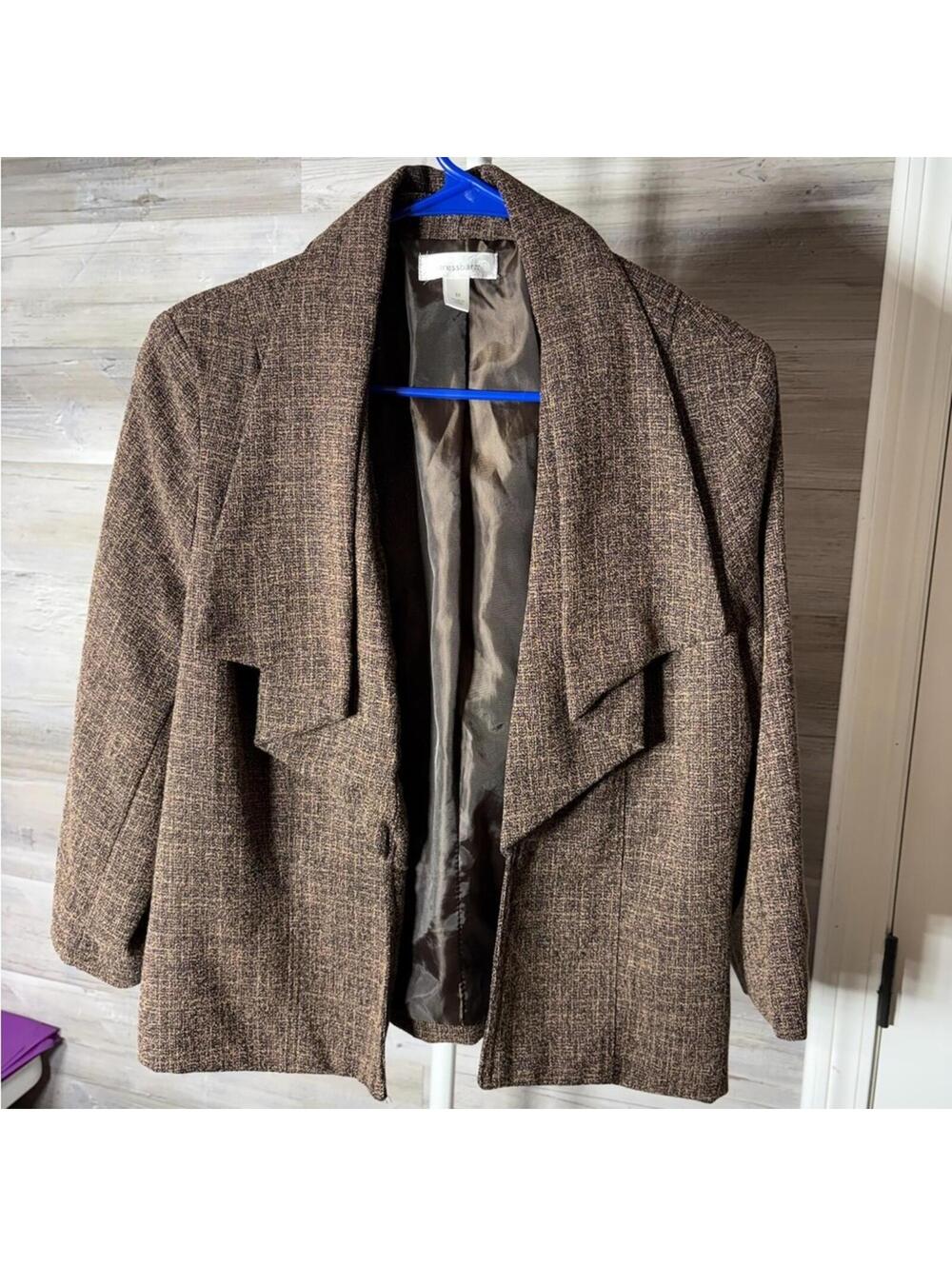 dressbarn Women's Brown Open Front Blazer Jacket Medium 944